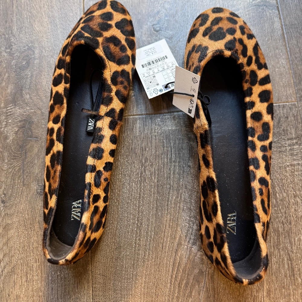 Zara leopard ballet flat new size 10